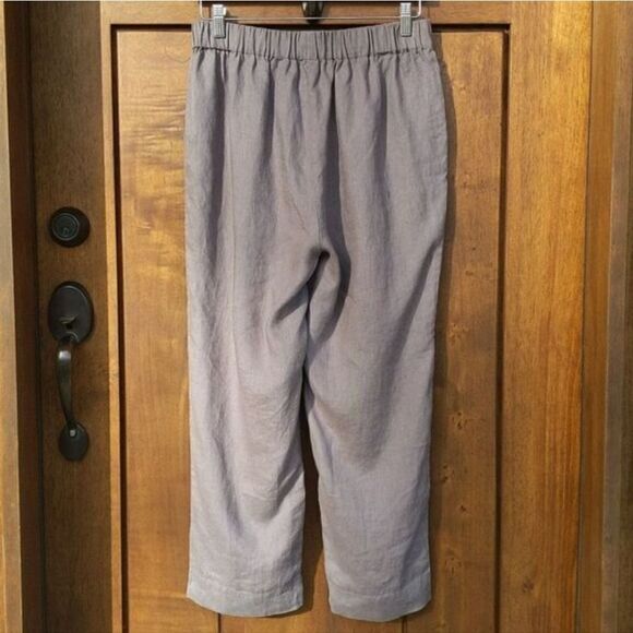 Manufacture De Lin 100% Linen Pants Pullon Cropped Minimalist Quiet Luxury - Picture 6 of 9